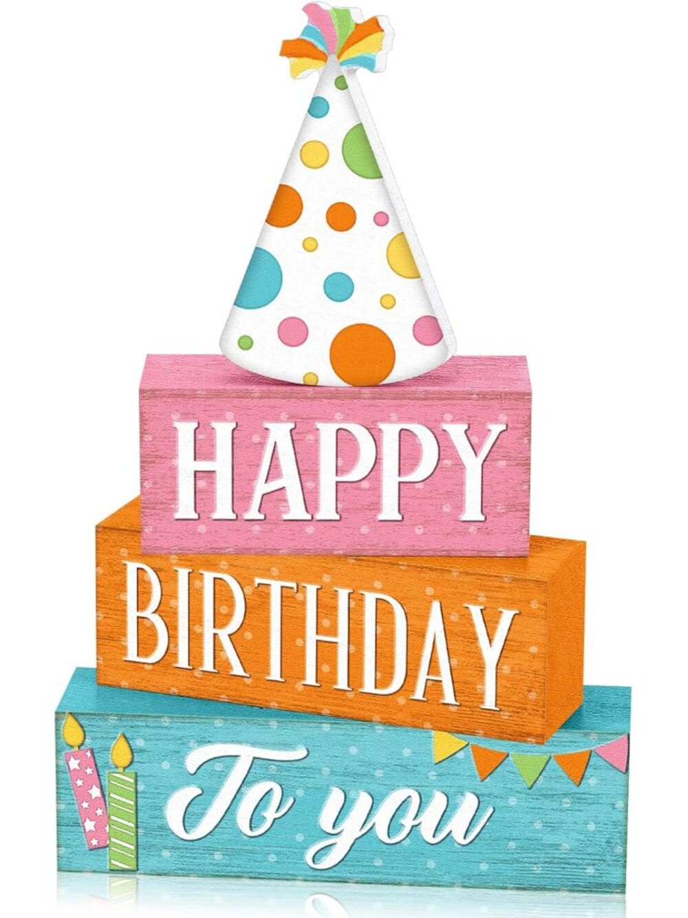 4 Pcs Happy Birthday Sign Wooden Centerpieces for Table Decoration